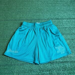 Inaka Power Shorts Medium turquoise Mesh Athletic Gym Logo Workout Activewear